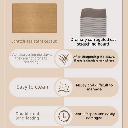 Brown S size 40*60cm Soft Cat Scratching Mat & Lounge Bed – Durable Furniture Protector Rug, Washable Scratch Pad for Cats and Small Pets
