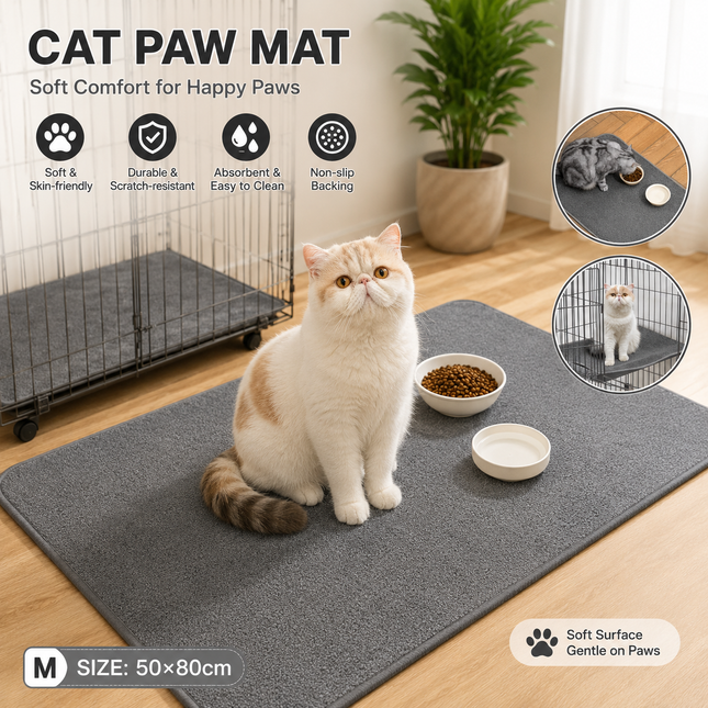 Grey M size 50 80cm Soft Cat Scratching Mat & Lounge Bed Durable Furniture Protector Rug Washable Scratch