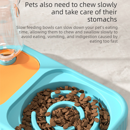 2 pcs  Grey and White Cat Feeding Station with Water Dispenser &  Slow Feeder Bowl Plus Cat Scratching Mat Set Brown 40x60cm Pet Dining and Furniture Protection Bundle