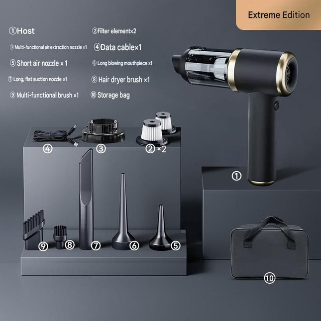 Black Handheld Cordless set Vacuum Cleaner Air Duster 4-in-1 Mini Vacuum Blower Rechargeable Portable Auto – product detail