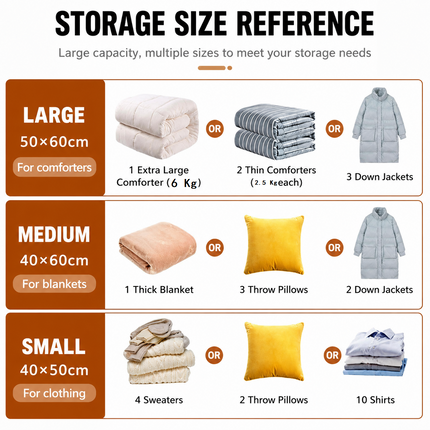 12-piece Travel Vacuum Storage Bags Set for Clothes and Bedding, Space Saving Compression Bags for Suitcases, Wardrobes and Seasonal Storage, Reusable PA+PE Vacuum Seal Bags