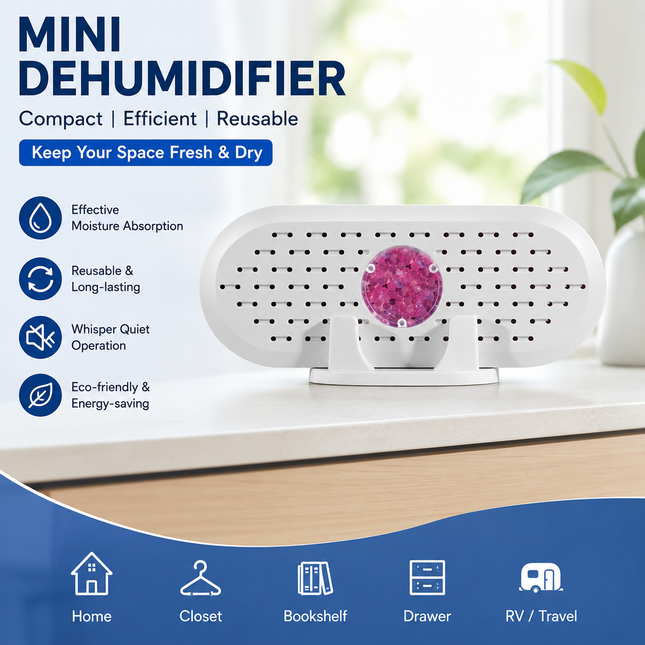 Mini Rechargeable Dehumidifier for Wardrobes Closets and Shoe Cabinets Reusable Moisture Absorber