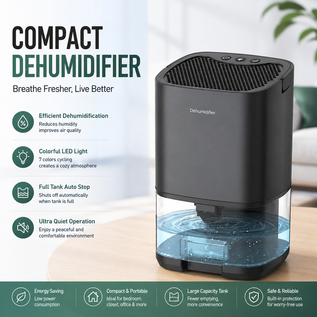 Black Mini Quiet Dehumidifier for V888-ELOSUNG53372