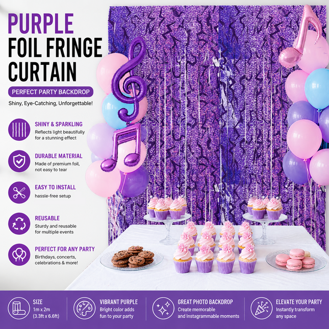 5 pcs Purple Lightning Tinsel Curtain Backdrop