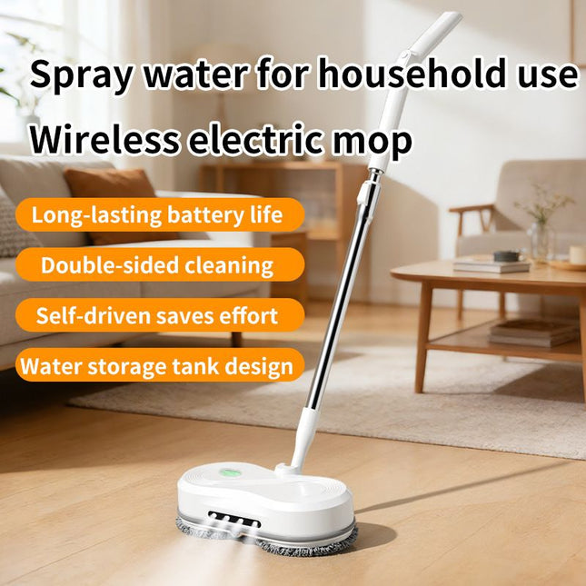 White Cordless Electric Spray Mop with LED Light Adjustable Handle Wireless Self-Propelled Floor