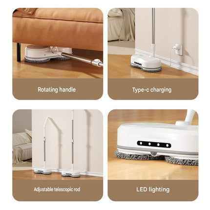 White Cordless Electric Spray Mop with LED Light Adjustable Handle Wireless Self-Propelled Floor – design and finish