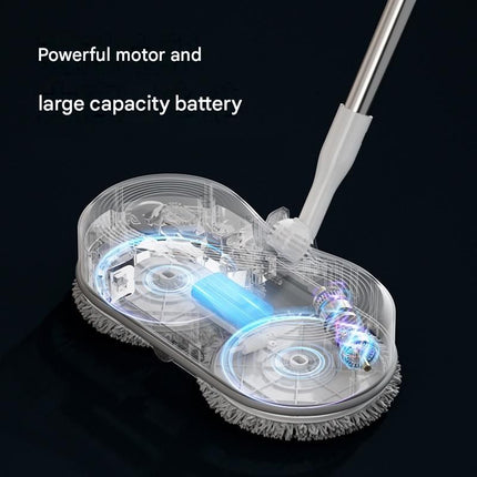 White Cordless Electric Spray Mop with LED Light Adjustable Handle Wireless Self-Propelled Floor – shape and profile