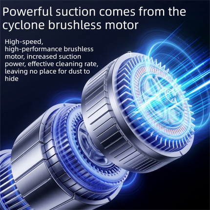 Black and Grey Cordless Handheld Vacuum Cleaner 17000Pa High Suction Portable Rechargeable 5 in 1 Car Home Cleaning Device Multi Function Dust Removal Tool Lightweight Easy Clean ECO MAX Modes