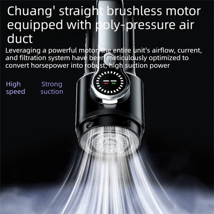 Black and Grey Cordless Handheld Vacuum Cleaner 17000Pa High Suction Portable Rechargeable 5 in 1 Car Home Cleaning Device Multi Function Dust Removal Tool Lightweight Easy Clean ECO MAX Modes