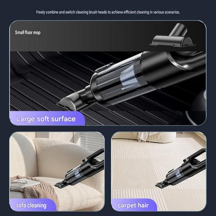 Silver and Orange Cordless Handheld Vacuum Cleaner 17000Pa High Suction Portable Rechargeable 5 in 1 Car Home Cleaning Device Multi Function Dust Removal Tool Lightweight Easy Clean ECO MAX Modes