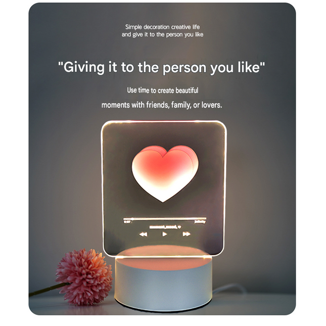 Pink Heart Design Creative Acrylic LED Night – product detail