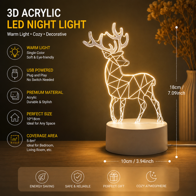Reindeer style Creative Acrylic LED Night V888-ELOSUNG53396