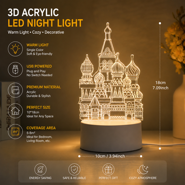 Castle Style Creative Acrylic LED Night V888-ELOSUNG53397