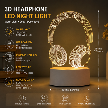 Headphone version Creative Acrylic LED Night V888-ELOSUNG53398