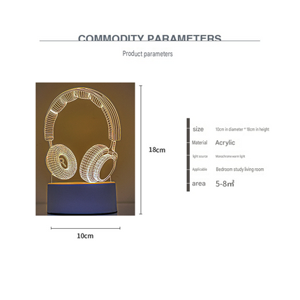 Headphone version Creative Acrylic LED Night – design and finish