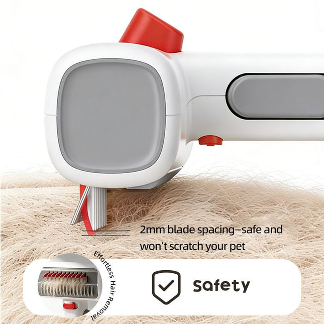 White and Grey 2-in-1 Pet Dematting & Deshedding Grooming Comb Self-Cleaning Dog and Cat Brush – product detail