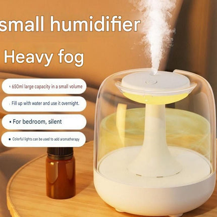 White 650ML USB Mini Humidifier with Aromatherapy Function, Cool Mist Air Humidifier for Bedroom, Home Office, Quiet Large Mist Output Diffuser with Night Light