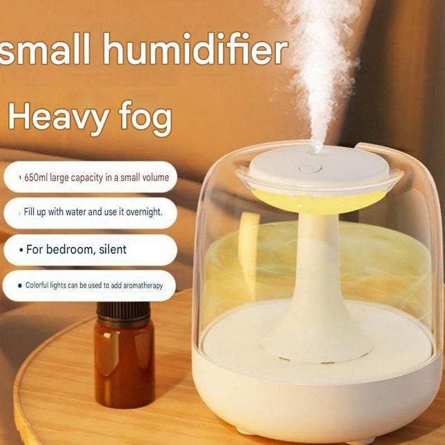 White 650ML USB Mini Humidifier with Aromatherapy Function Cool Mist Air Humidifier for Bedroom – product detail