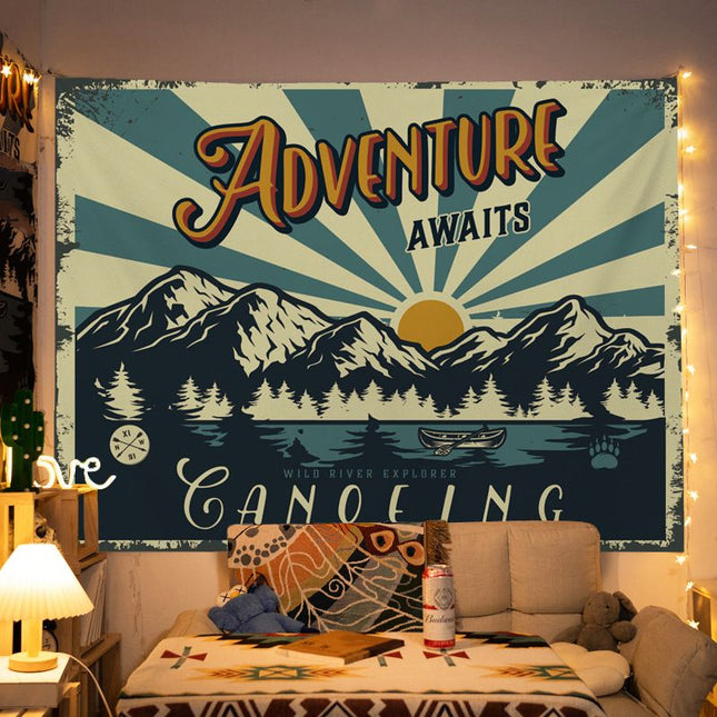 130 150cm Vintage American Wall Tapestry Printed with ADVENTURE AWAITS Trendy wall tapestry for