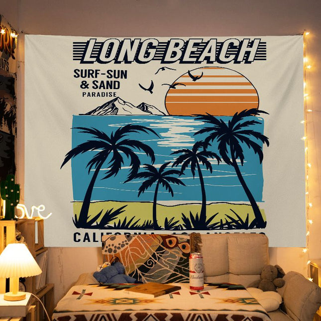 130 150cm Vintage American Wall Tapestry Printed with LONG BEACH Trendy wall tapestry for