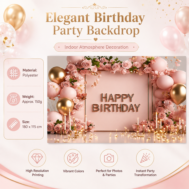 Birthday Party Backdrop and Rechargeable LED Candle – product detail