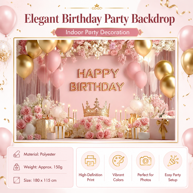 Birthday Party Backdrop and Rechargeable LED Candle – product detail