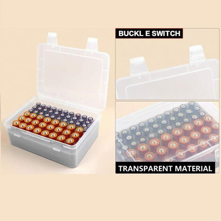 Grey AA/AAA Battery Storage Case 24 AA + 30 AAA Capacity Durable PP Organizer Box with Removable Foam Dustproof Portable Protective Battery Holder