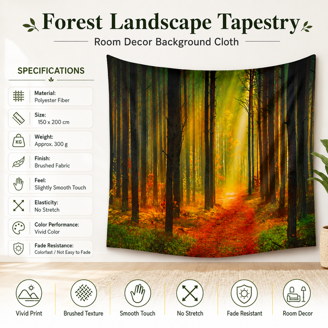Forest Path Tapestry Wall Hanging 150 x 200cm Polyester Fabric Background Cloth Room Decor