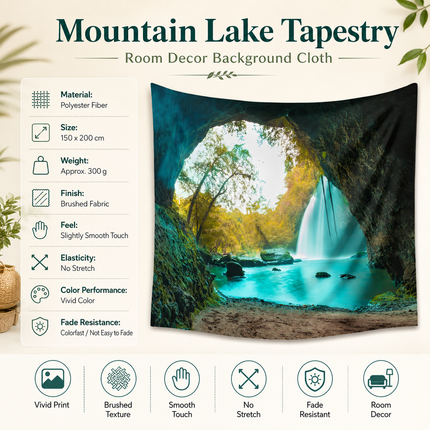 Mountain Lake Tapestry Wall Hanging 150 x 200cm Polyester Fabric Background Cloth Room Decor