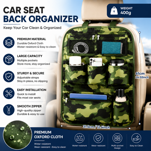 camouflage color Car Seat Back Organizer