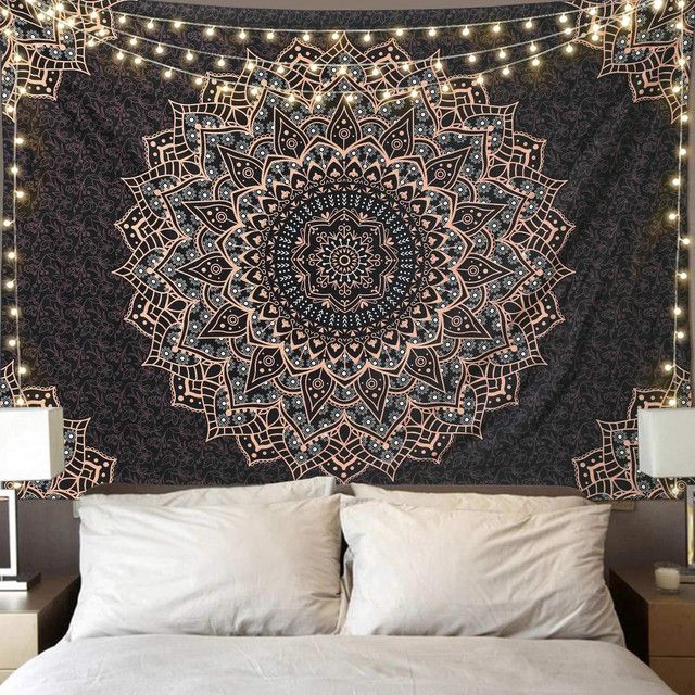 Black 150 200cm Mandala Tapestry Wall Hanging Decor for Living Room Bedroom or Guest Room