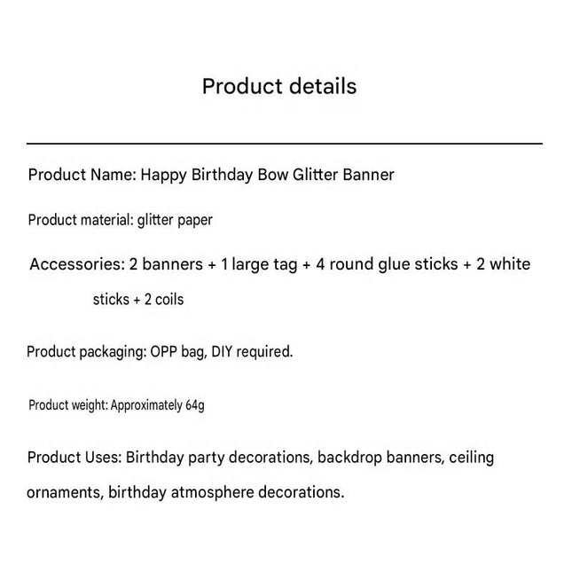 Black Glitter Happy Birthday Banner and Cake Topper Set – product detail