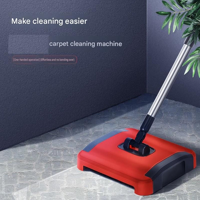 Red Manual Carpet Sweeper with Triple Roller – product detail