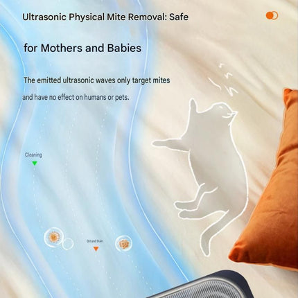 White Cordless UV-C Mite Remover Vacuum - 400ml Dust Cup, High-Frequency Tapping, Ergonomic Handle, Deep Cleaning for Bedding carpet Sofa Pet Hair
