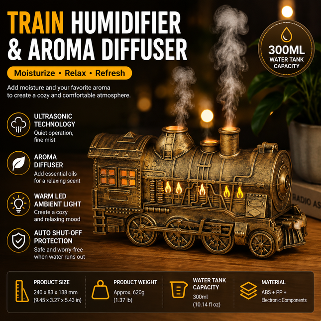 Brass-colored Retro Train Aromatherapy V888-ELOSUNG53553