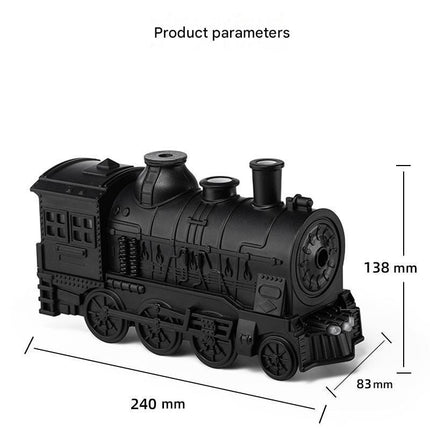 Silvery Retro Train Aromatherapy Humidifier - 300ml Ultrasonic Cool Mist Diffuser with Jellyfish Smoke Ring, LED Night Light  for Bedroom Office Desk Decor