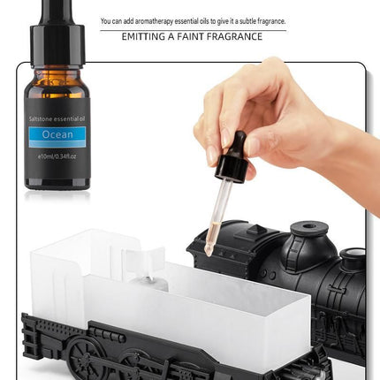 Winter Home Cleaning Comfort Kit - White Retro Train Aromatherapy Humidifier and White Cordless UV Mite Remover Vacuum - 300ml Ultrasonic Mist with Jellyfish Smoke Ring, 400ml Dust Cup, LED Night Light, Remote Control for Bedroom and Bedding Cleaning