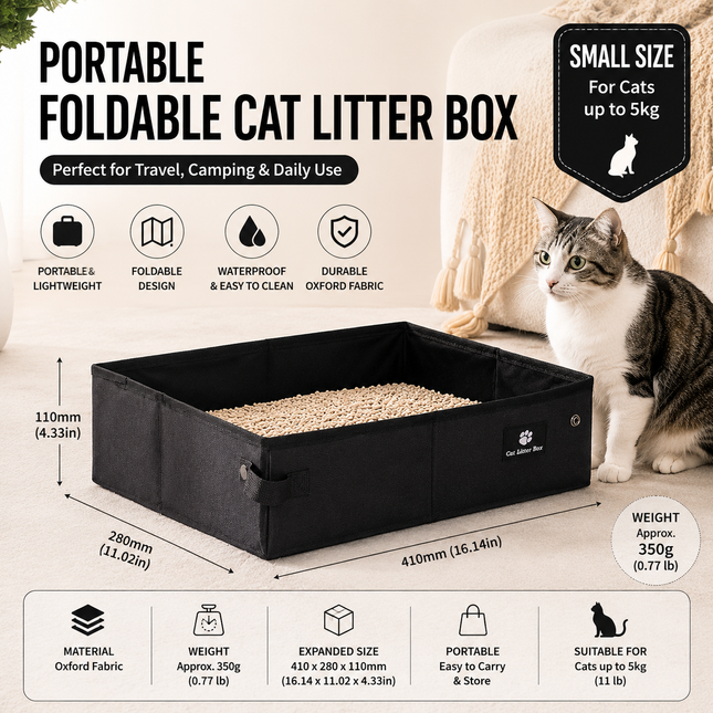 Black Small size Portable Foldable Cat Litter V888-ELOSUNG53562