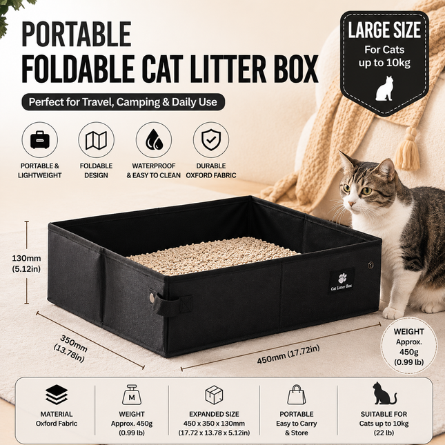 Black Large size Portable Foldable Cat Litter V888-ELOSUNG53563
