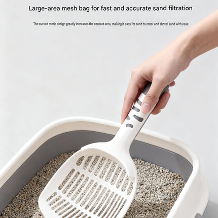 Travel Friendly Pet Toilet Kit - Green Portable Cat Litter Box and White Scoop Set - Foldable Oxford Fabric Tray with Waterproof Liner, PP Fine Mesh Scoop for Tofu and Clumping Litter,Suitable for travel and outdoor use