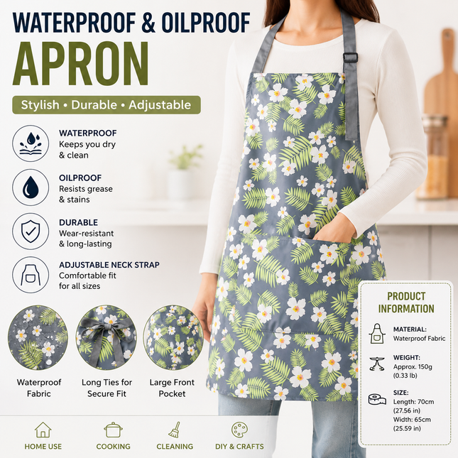 Green grass and small white flower pattern Waterproof Kitchen V888-ELOSUNG53577