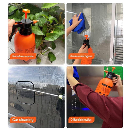3L Orange Pressure Sprayer - PP Plastic Garden Watering Can with Adjustable Brass Nozzle, Hand Pump for Plants and Home Cleaning