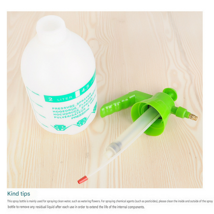 Home Closed Room Dust Cleaning Essentials Bundle - Green grass and small white flower pattern Waterproof Apron, White Long Handle Floor Scrubber Brush,Orange 2L Pressure Sprayer - Multi Purpose Household Kit for Kitchen, Bathroom and Garden Care