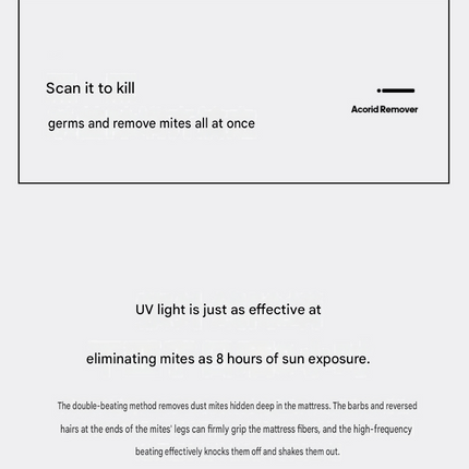 Visualized dust box White Wireless UV Mite Remover Vacuum - 10000Pa Strong Suction, High Frequency Tapping, Washable HEPA Filter, Carpet Mite Remover，Lightweight Handheld Cleaner for Bed Sofa Pet Hair