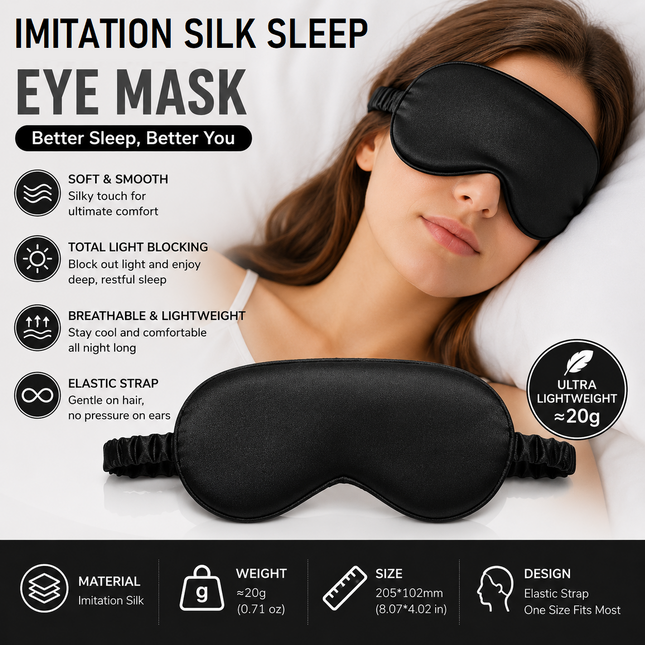 Black Imitation Silk Sleep Eye Mask