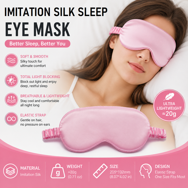 Pink Imitation Silk Sleep Eye Mask