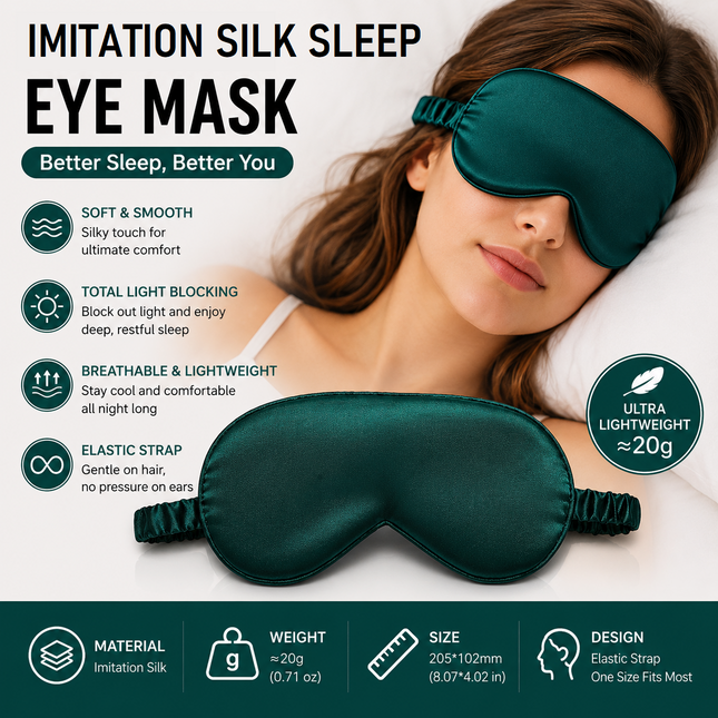 Green Imitation Silk Sleep Eye Mask