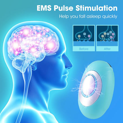 Winter Sleep Aid Bundle - Green Handheld EMS Pulse Device with 15 Levels and Green Imitation Silk Eye Mask for Relaxation, Travel, and Night Rest