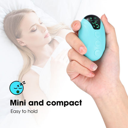 Winter Sleep Aid Bundle - Black Handheld EMS Pulse Device with 15 Levels and Black Imitation Silk Eye Mask for Relaxation, Travel, and Night Rest