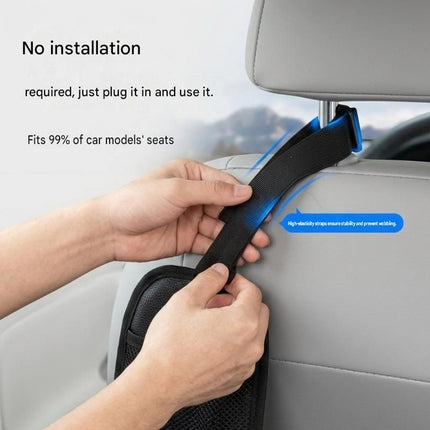 Black Universal Car Seat Side Storage Organizer - Oxford Cloth Mesh Hanging Bag with Zipper Pocket for Phone and Essentials, Slim Fit Auto Interior Tidy